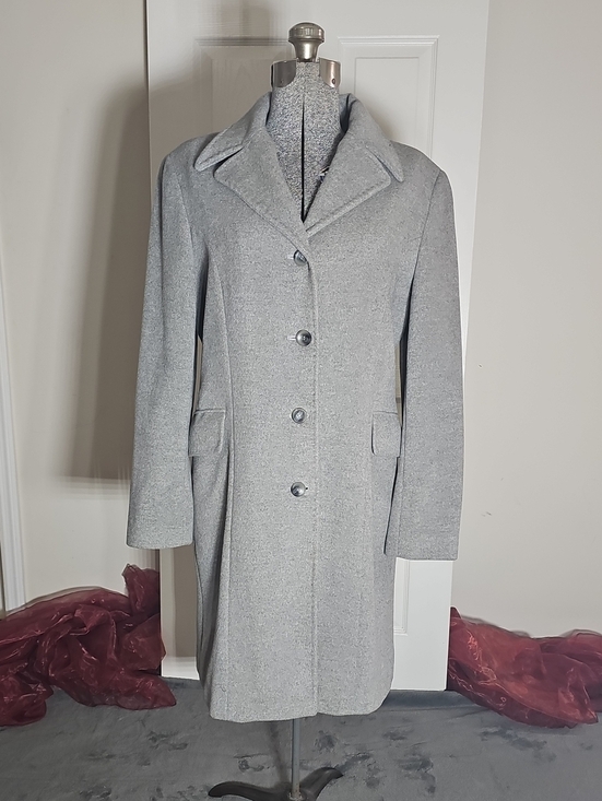 Calvin Klein Jackets & Blazers - Calvin Klein Gray 65 Angora 35 Wool Blend Button Front Long Dress Coat Size 6